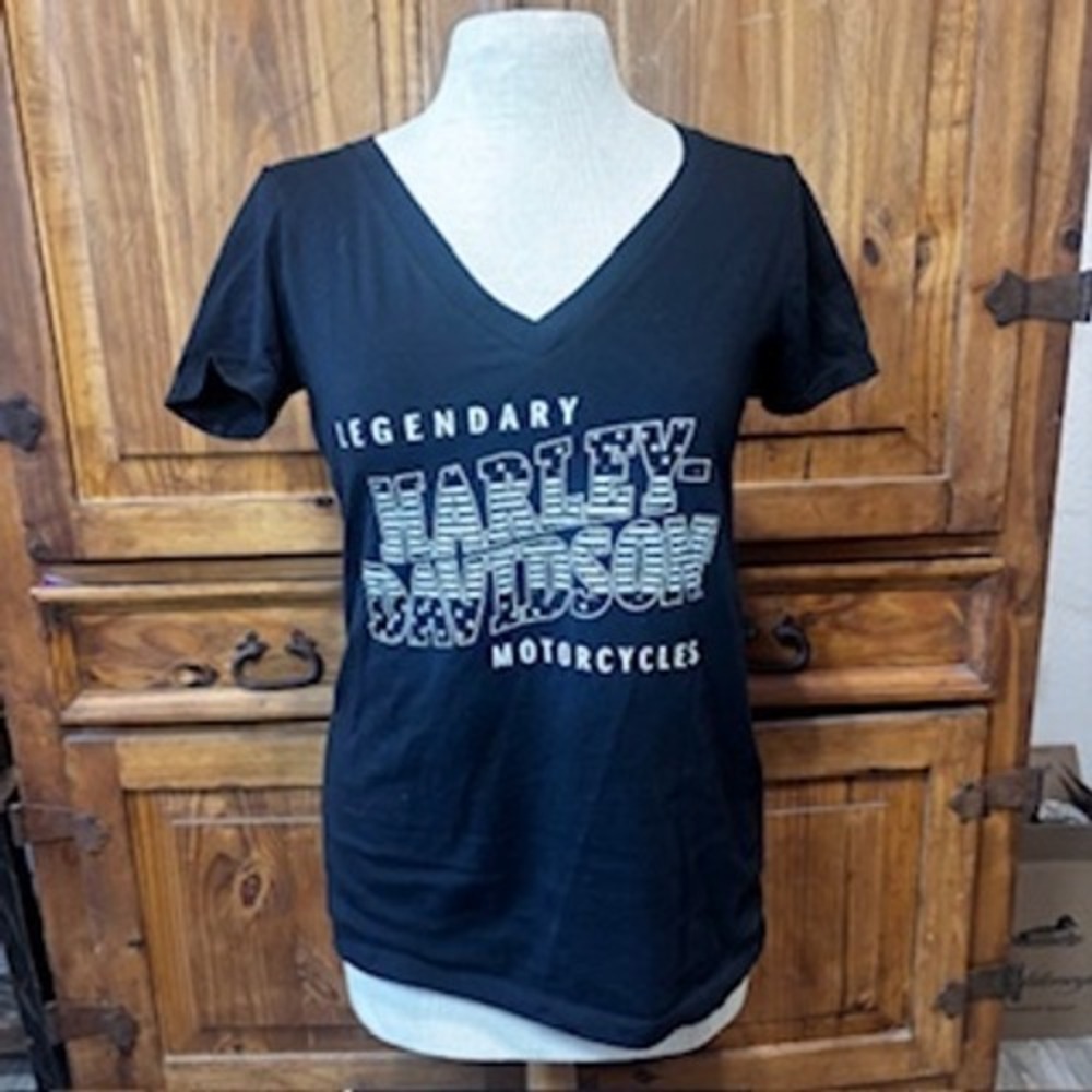 Harley-Davidson Green River WY Legendary V-Neck Tee Women's Small USA Made
